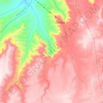 Muger River topographic map, elevation, terrain