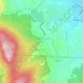 Estes Park topographic map, elevation, terrain