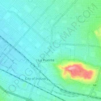 La Puente topographic map, elevation, terrain