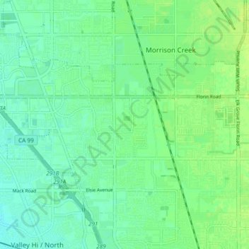 Florin topographic map, elevation, terrain