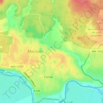 Маслово topographic map, elevation, terrain