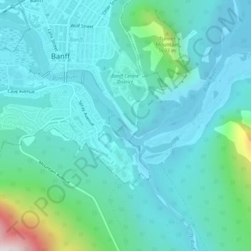 Bow River topographic map, elevation, terrain