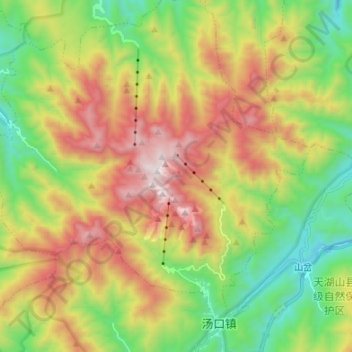 Huangshan topographic map, elevation, terrain