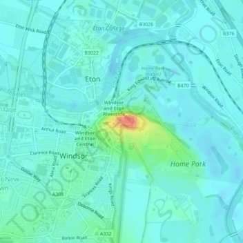 Windsor Castle topographic map, elevation, terrain