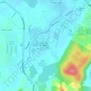 Tasik Kompleks Sukan Sandakan topographic map, elevation, terrain