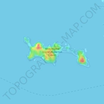 Motuarohia Island (Roberton Island) topographic map, elevation, terrain