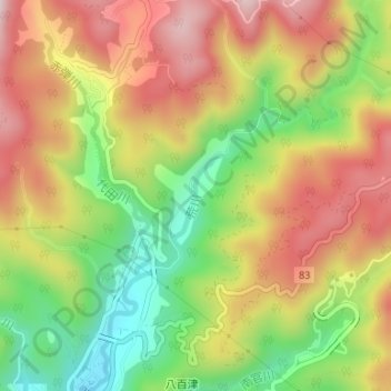 荒川 topographic map, elevation, terrain