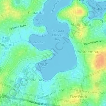Bayview Park topographic map, elevation, terrain