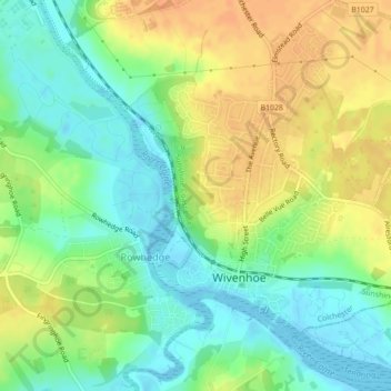 Wivenhoe Woods topographic map, elevation, terrain