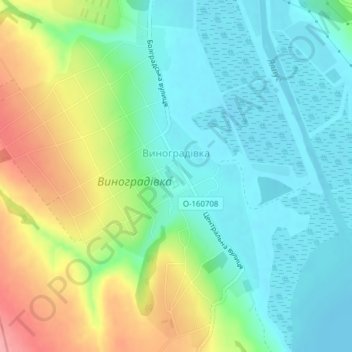 Виноградовка topographic map, elevation, terrain