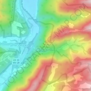 Seneca Rocks topographic map, elevation, terrain