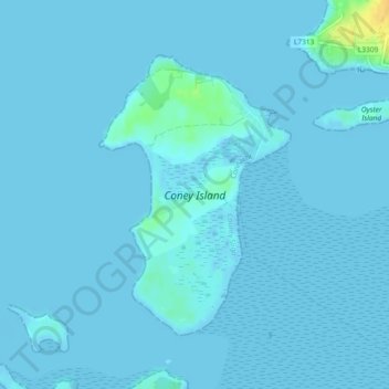 Coney Island topographic map, elevation, terrain