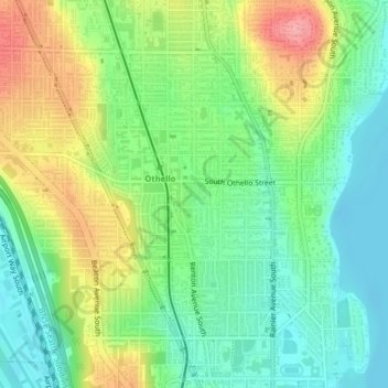 Othello Playground topographic map, elevation, terrain