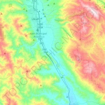 Russian River topographic map, elevation, terrain