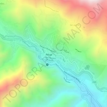 Piñas topographic map, elevation, terrain