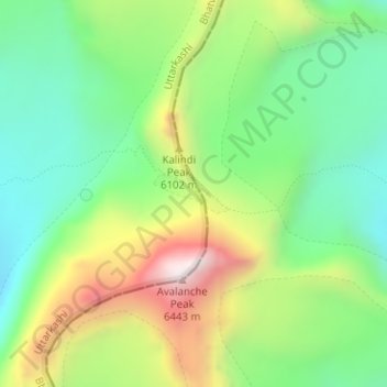 Kalindi Khal Area topographic map, elevation, terrain