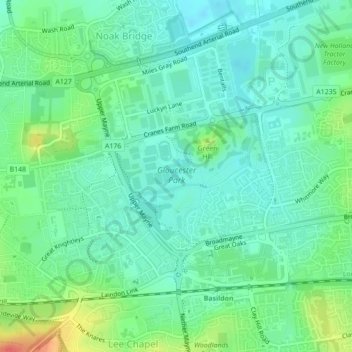 Gloucester Park topographic map, elevation, terrain