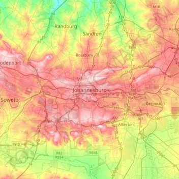 Topographic Map Of Johannesburg Johannesburg Topographic Map, Elevation, Relief
