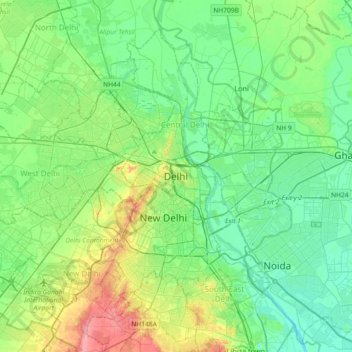 Topographic Map Of Delhi Delhi Topographic Map, Elevation, Relief