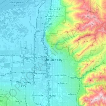 Salt Lake City Elevation Map Salt Lake City topographic map, elevation, relief