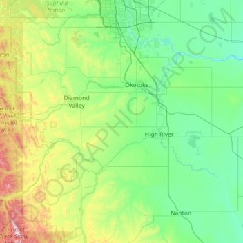 Md Of Foothills Map M.d. Of Foothills No. 31 Topographic Map, Elevation, Relief