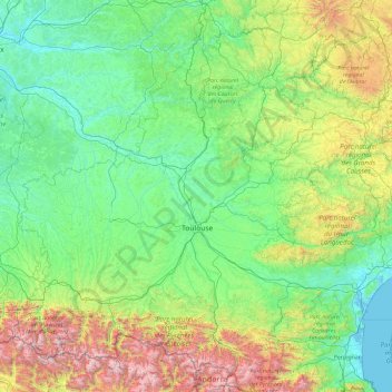 Midi Pyrenees Topographic Map Elevation Relief
