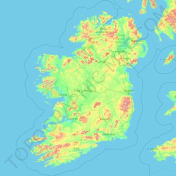 Ireland topographic map, elevation, relief