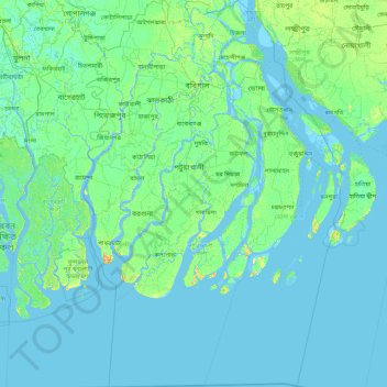 Barisal Division topographic map, elevation, relief