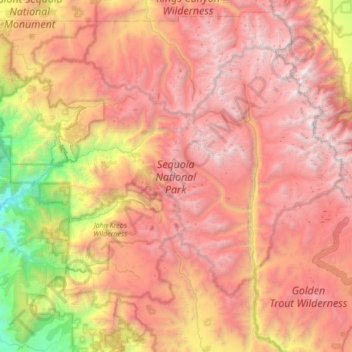 sequoia national park elevation map Sequoia National Park Topographic Map Elevation Relief sequoia national park elevation map