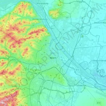 Wien Topographic Map Elevation Relief