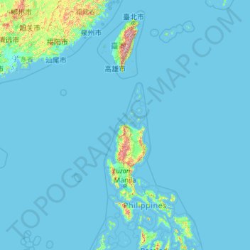 Taiwan topographic map, elevation, relief