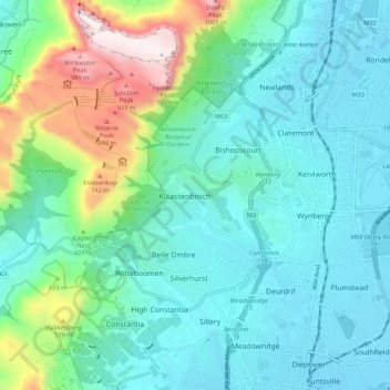 Cape Town Topographic Map Cape Town Ward 62 Topographic Map, Elevation, Relief