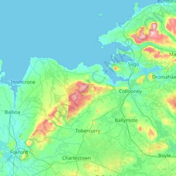 County Sligo topographic map, elevation, relief