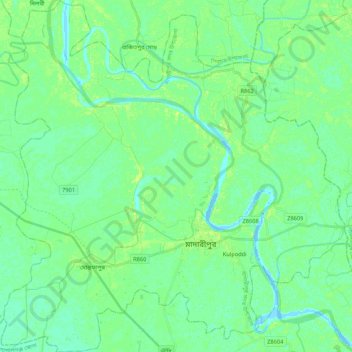 Madaripur topographic map, elevation, relief