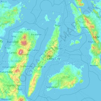 Topographic Map Of Cebu Cebu Topographic Map, Elevation, Relief