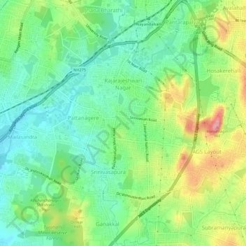 Rajarajeshwari Nagar Bangalore Map Rajarajeshwari Nagar Topographic Map, Elevation, Relief