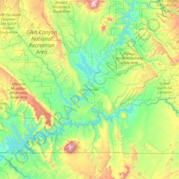 Lake Powell Topographic Map Lake Powell Topographic Map, Elevation, Relief