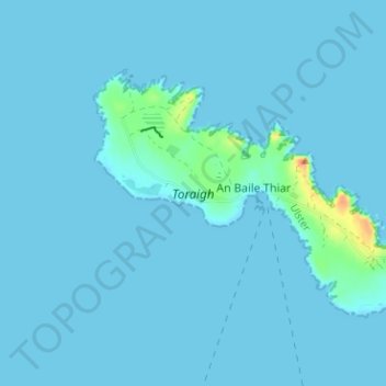 Tory Island topographic map, elevation, relief